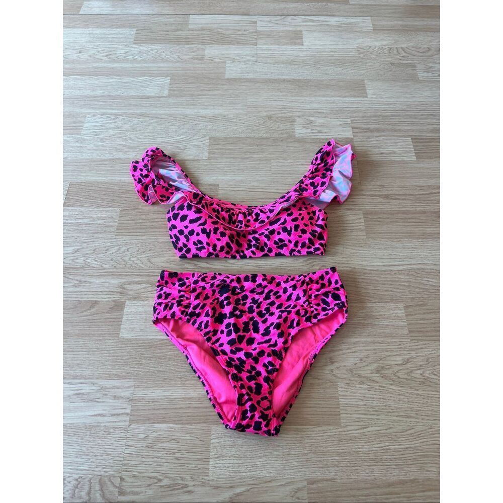 Cabana Del Sol Pink And Black Leopard Bikini Set Woman’s Size Small Swimsuit